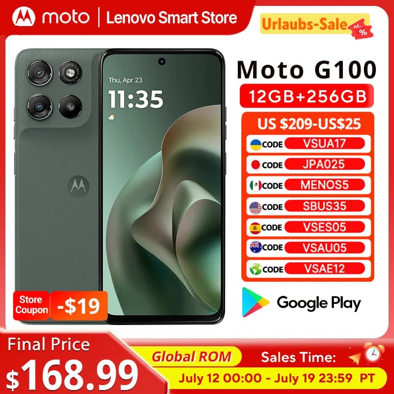 Motorola Moto G100 SmartPhone 5G Global ROM 6.72-inch FHD 120Hz Display 7000mAh Snapdragon 7s Gen 2 IP64 50MP Camera Cellphone