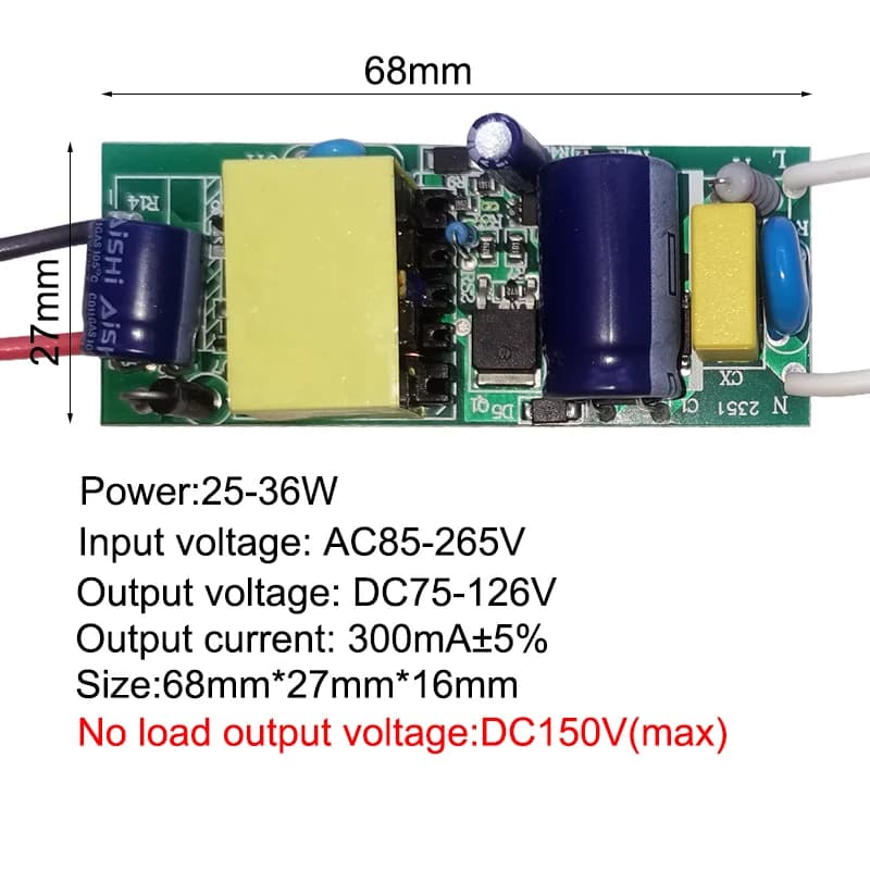 1-3 واط 4-7 واط 8-12 واط 15-18 واط، 20-24 واط، 25-36 واط مصدر طاقة LED مدمج بإضاءة تيار ثابت 110-265 فولت مخرج 300 مللي أمبير محول - 6