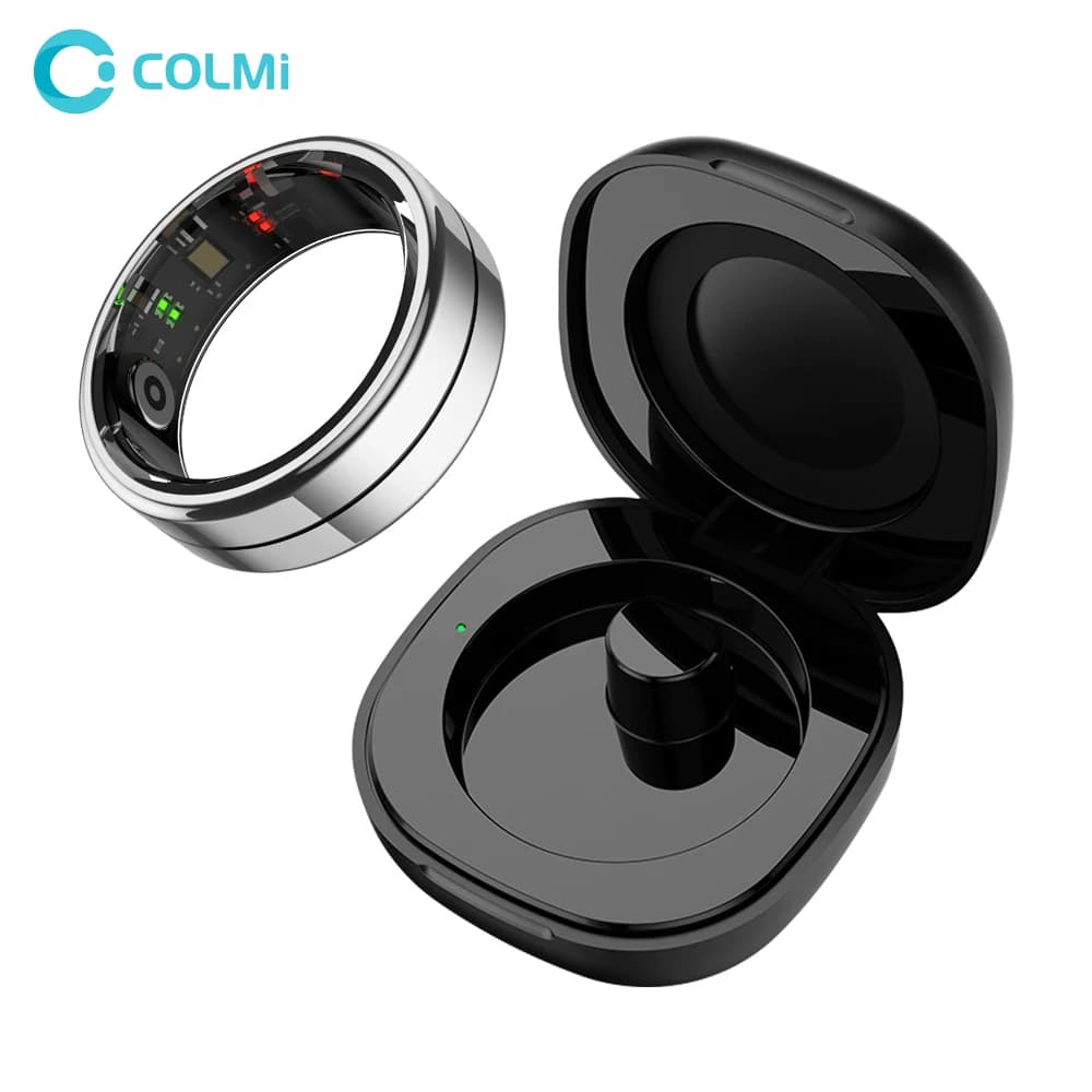 خاتم ذكي COLMI R07 للرجال والنساء مع علبة شحن، معدل ضربات القلب والأكسجين في الدم، مقاوم للماء حتى 50 مترًا لأجهزة أندرويد وآي أو إس وهواتف شاومي