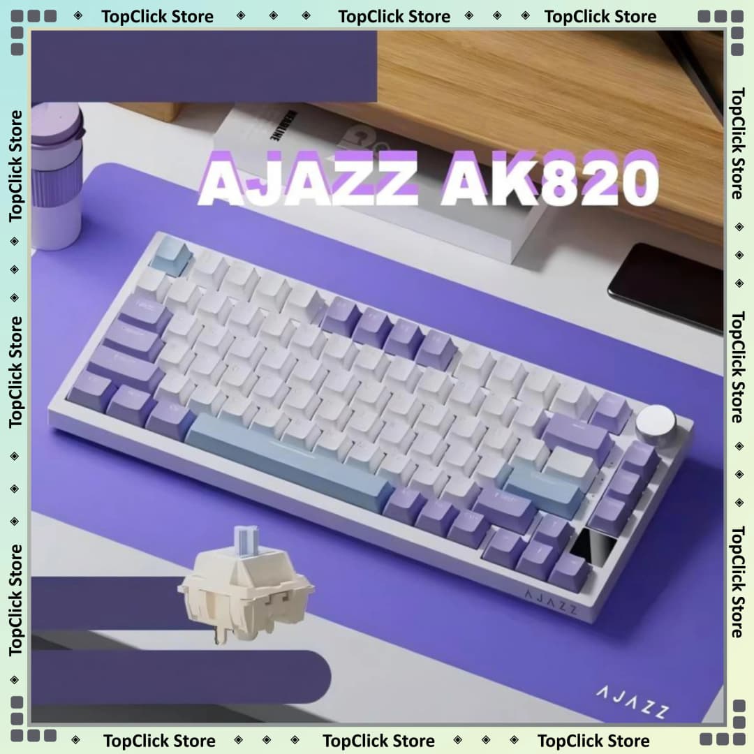 Ajazz AK820/AK820Pro لوحة مفاتيح ميكانيكية للألعاب بلوتوث 5.1/لوحة مفاتيح مخصصة لاسلكية/C-سلكية مع مقبض حشية قابلة للتبديل السريع