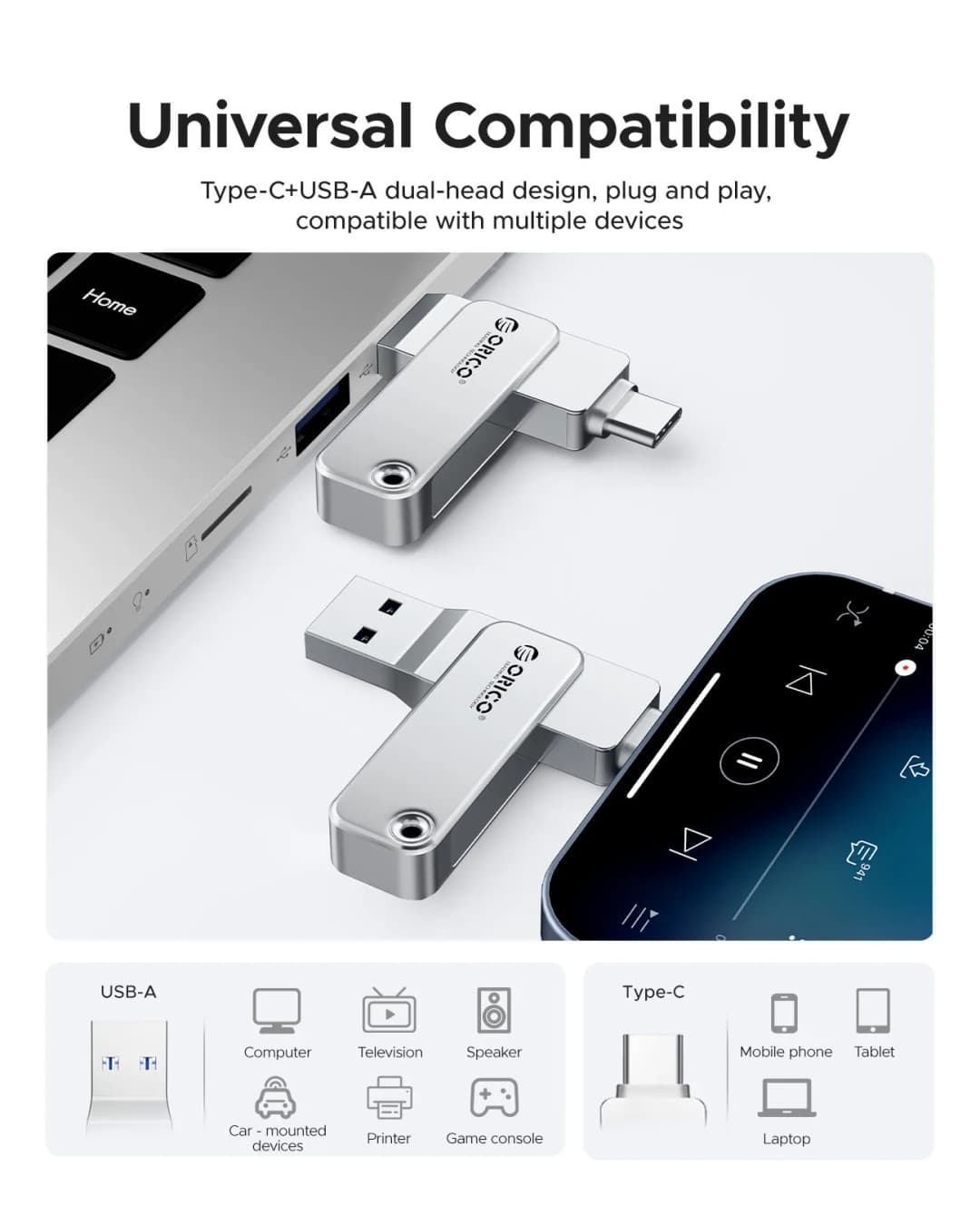 محرك أقراص فلاش مزدوج من ORICO بسرعة عالية مع واجهتين Type C وUSB A مناسب لـ MacBook وأجهزة Android - 2