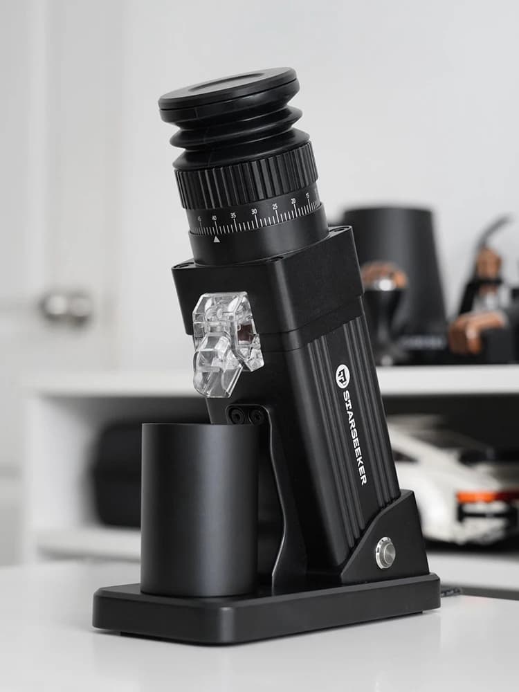 مطحنة قهوة كهربائية من STARSEEKER E55Pro، 55MM، مخروط تيتانيوم، ضبط بلا درجات، إسبريسو، مطحنة حبوب القهوة، أسود - 2