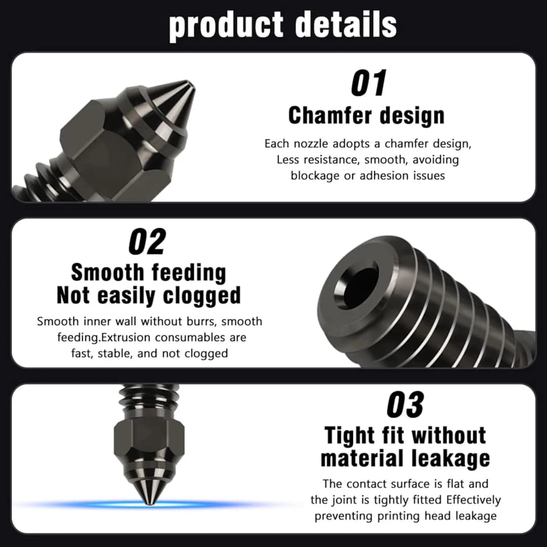 مجموعة فوهة Creality Ender 3 V3 SE فوهة فولاذية صلبة عالية السرعة 0.2/0.4/0.6/0.8/1.0 مم طابعة ثلاثية الأبعاد لـ Ender3 V3 SE/Ender 7/Ender 5 - 2