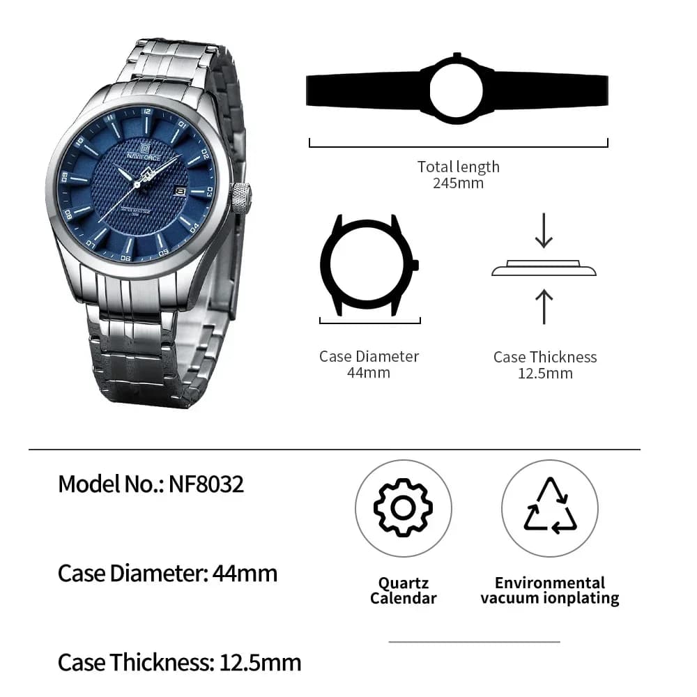 NAVIFORCE Brand Business Luxury Watch Men Clock Waterproof Luminous Quartz Stainless Steel Wristwatch Fashion Mens Watches - 5