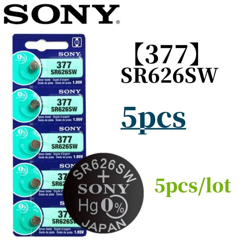 5pcs Original SONY AG4 377 Battery SR626SW SR626 177 376 626A LR66 Silver oxide batteries For Watch Toys Clock