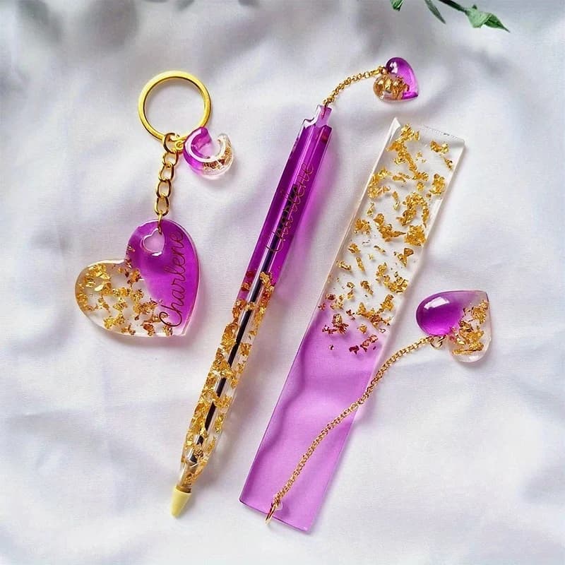 26Transparent Pen and Bookmark Silicone Mold Set，Epoxy Resin Casting Mold，DIYHandmade Stationery Materials，Mixed Shape Pen Mold - 5