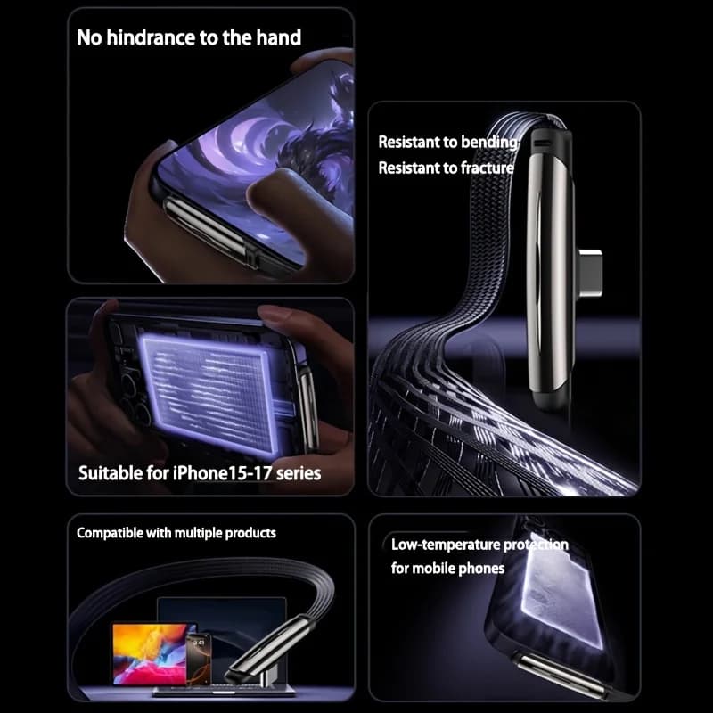 كابل ASUS 30W PD USB Type C بزاوية 90 درجة مزامنة البيانات شحن سريع USB C لهواتف هواوي شاومي ريدمي آيفون - 5