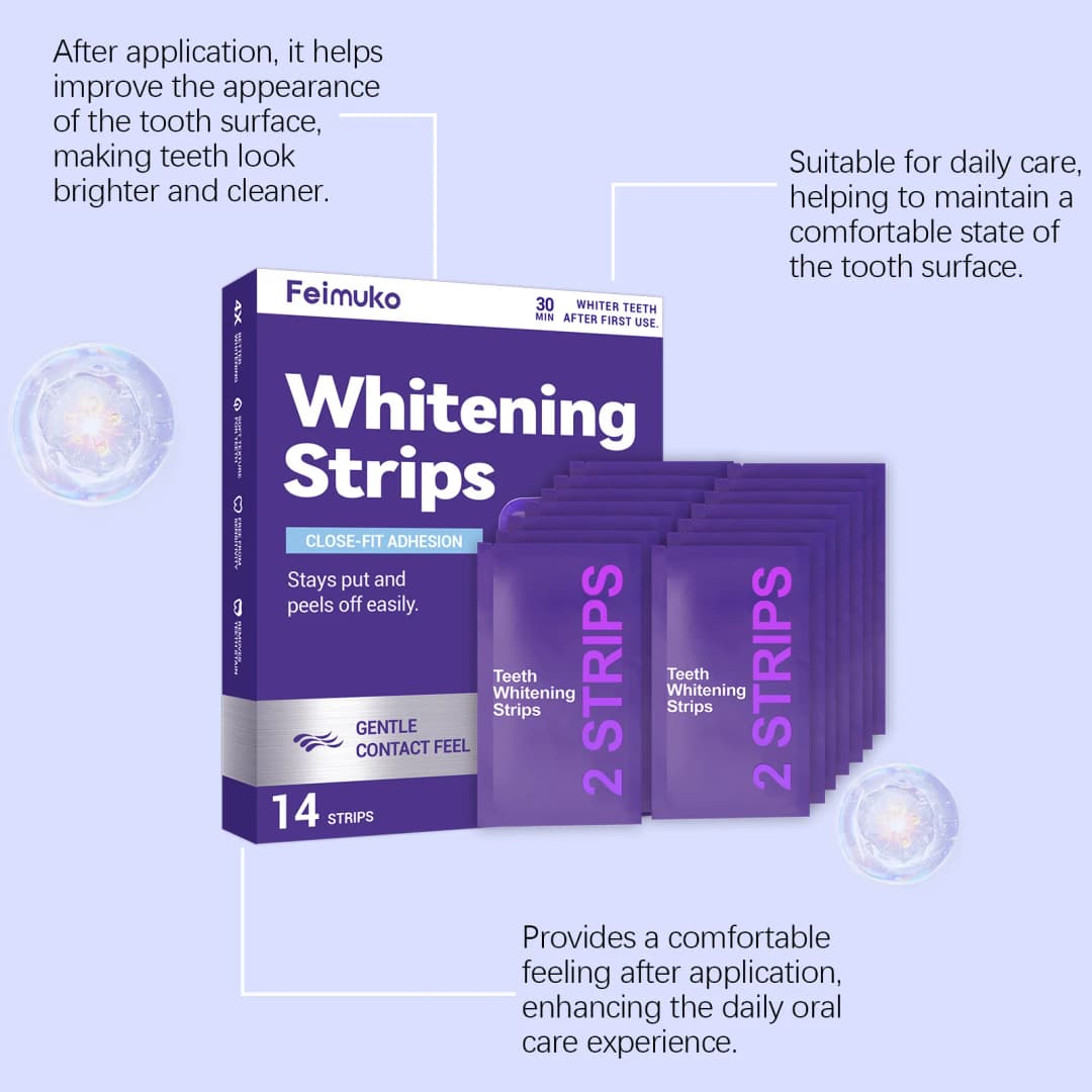 Purple Teeth Whitening Strips Oral Hygiene Fresh Breath Brighten Tooth Bleaching Long Lasting Oral Care Tooth Whitener Patches - 5