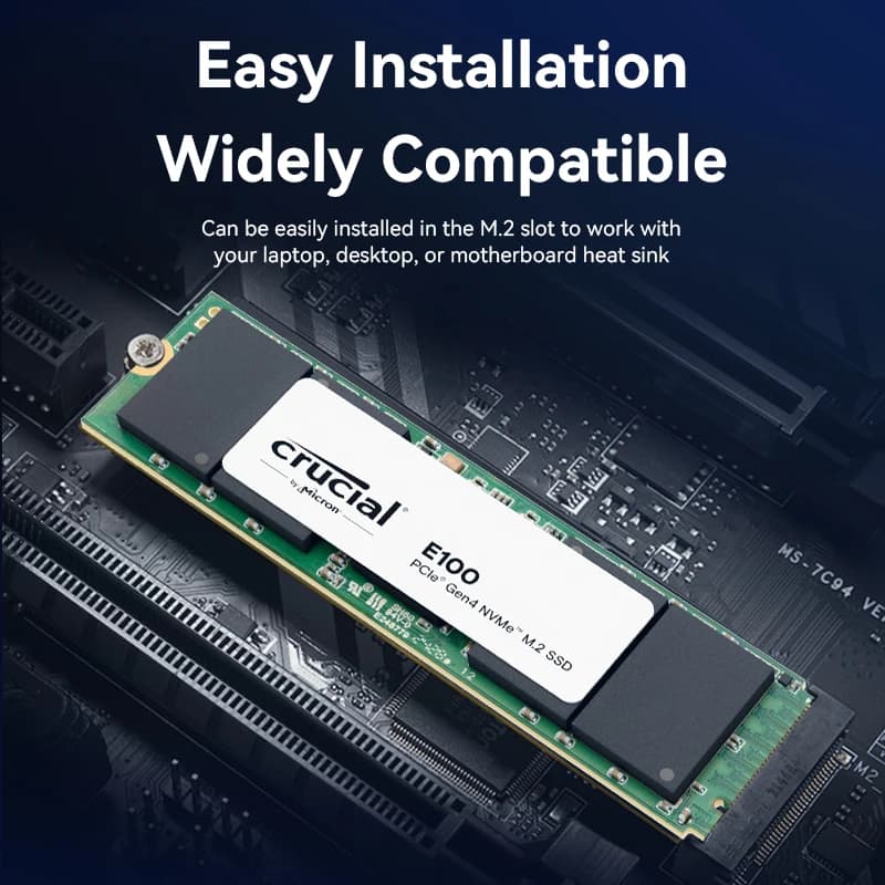 Crucial E100 SSD 1TB 2TB  M.2 NVMe PCIe Gen4 Up to 5,000MB/s Solid State Drive for Laptop Desktop PC Gamer - 6