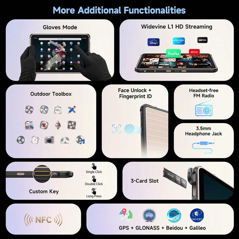 جهاز Ulefone RugKing Pad 2 Pro اللوحي المتين ببطارية 10200 مللي أمبير وشاشة 10.1 بوصة وذاكرة تصل إلى 16 جيجابايت وسعة تخزين 256 جيجابايت بنظام أندرويد 16 وكاميرا 48 ميجابكسل و4G، نسخة عالمية - 4