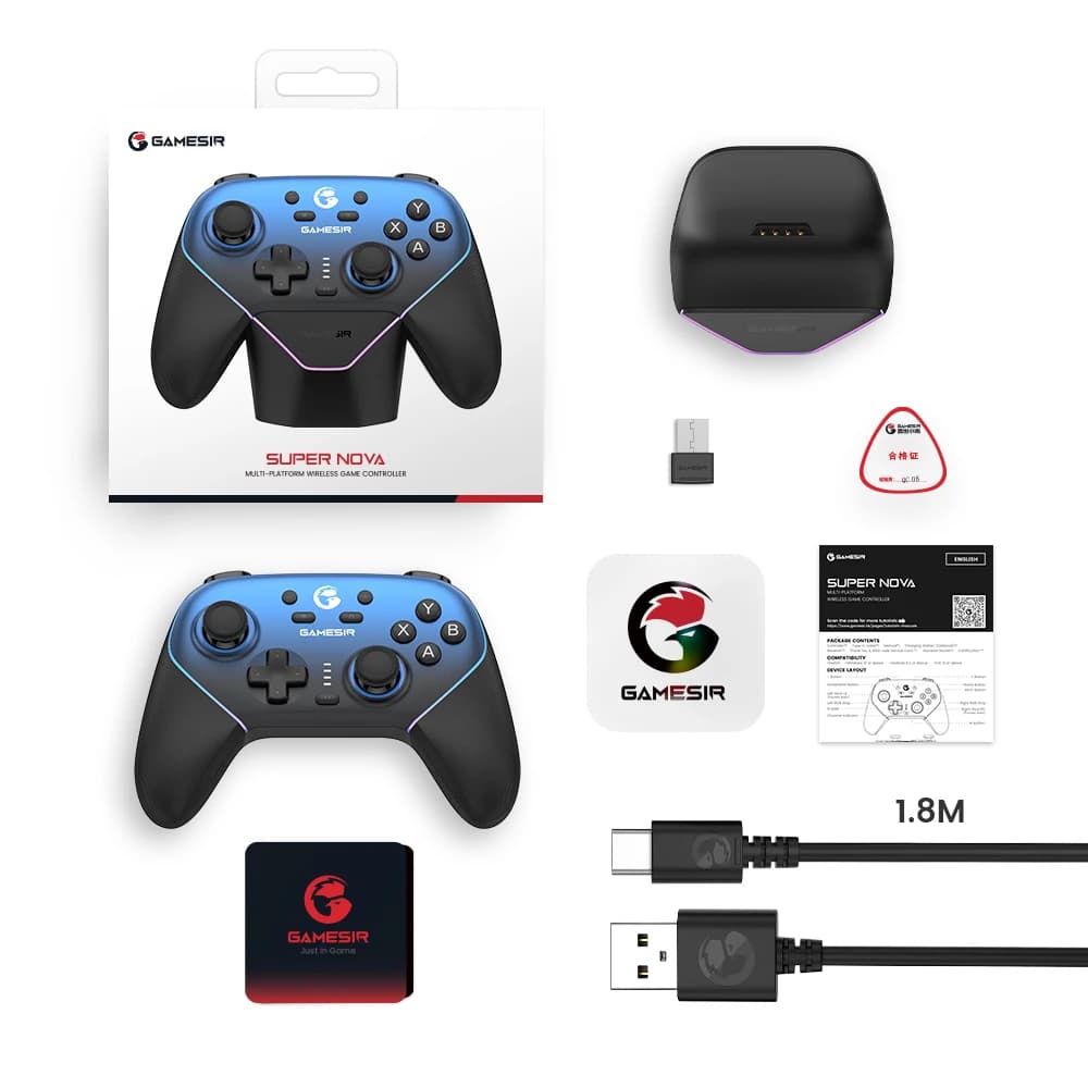 وحدة تحكم سويتش لاسلكية GameSir Super Nova مع محطة شحن، عصا تحكم بتأثير هول لجهاز الكمبيوتر ونينتندو سويتش 2 والهاتف الذكي بنظام أندرويد - 6