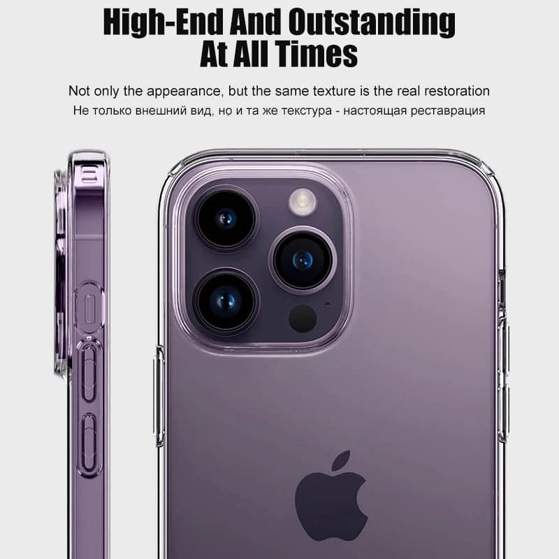 غطاء فاخر شفاف من السيليكون لهواتف iPhone 16 و15 و14 و13 و12 و11 Pro Max وXR وX وXS و7 و8 Plus، غطاء خلفي شفاف مقاوم للصدمات - 3