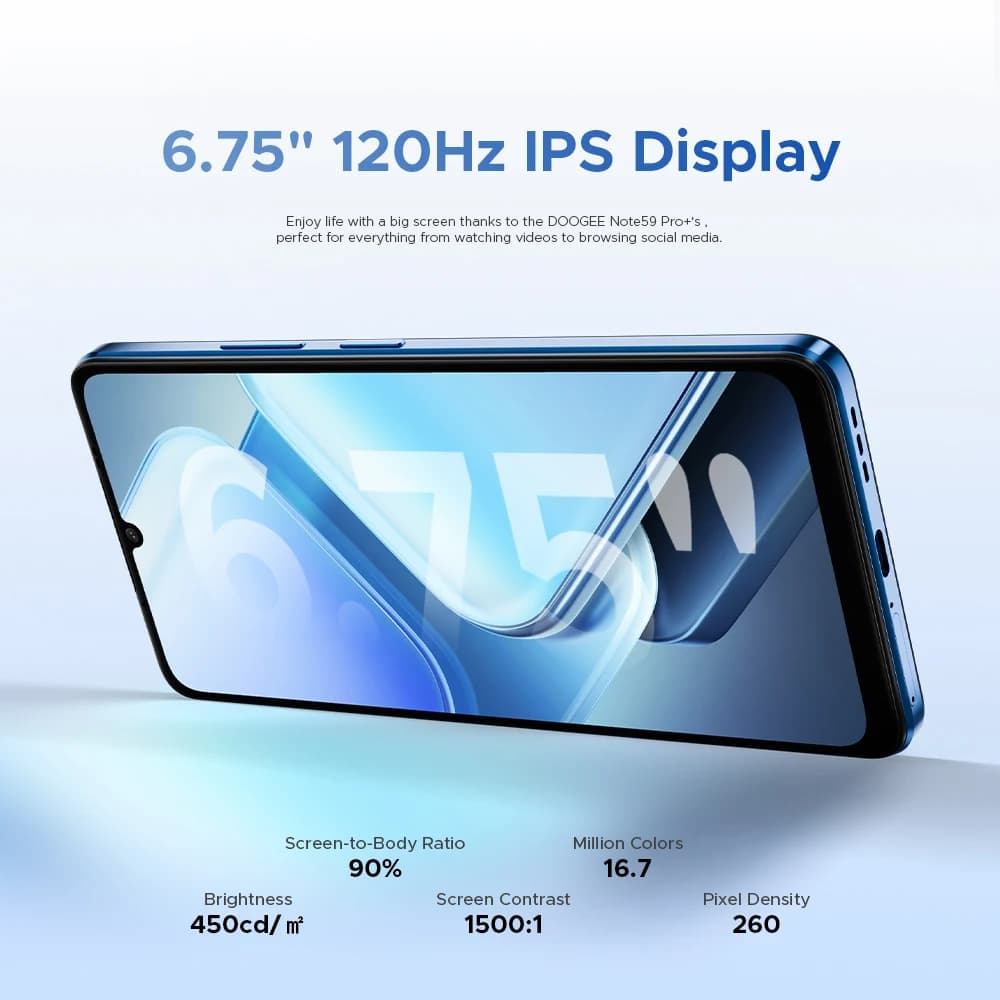 هاتف DOOGEE Note59 Pro+ الذكي 5G بنظام أندرويد 15 إصدار عالمي بطارية 6250mAh شاشة 6.75 بوصة 120Hz ذاكرة 12 جيجابايت 512 جيجابايت هاتف محمول يدعم NFC - 4