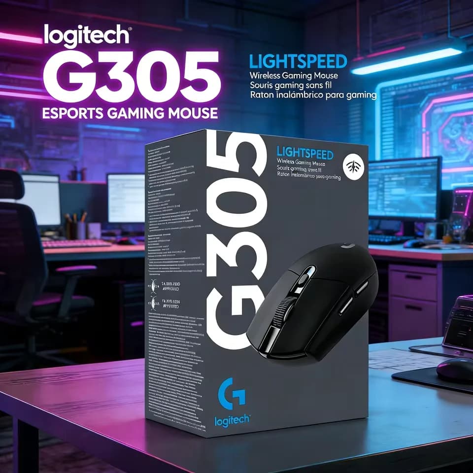 فأرة Logitech G305 لاسلكية، للألعاب والرياضات الإلكترونية، قابلة للبرمجة، مناسبة للمكتب والكمبيوتر المحمول، بتردد 2.4 جيجاهرتز، تصميم مريح