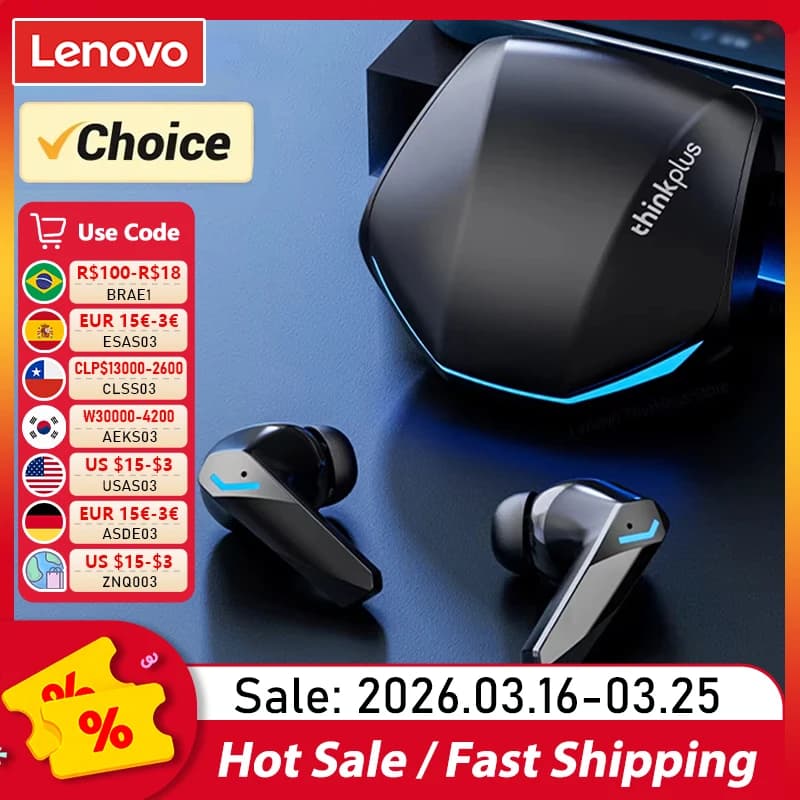 سماعات أذن لينوفو GM2 Pro بلوتوث 5.3 مع ميكروفون، ستيريو 9D Pro 6، وضع مزدوج، سماعات رأس لاسلكية للموسيقى والألعاب