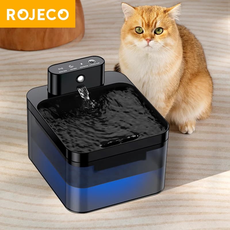ROJECO اللاسلكية التلقائي نافورة الماء القط 2600mAh موزع مياه الحيوانات الأليفة للكلاب القط مستشعر الأشعة تحت الحمراء الذكية الحيوانات الأليفة شارب نافورة