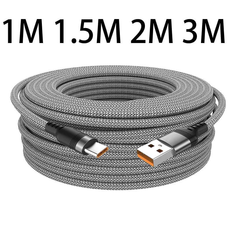 USB Type C 6A Super- Charging Cable For Huawei USB C Extended 1m 1.5m 2m 3-Meter Cable For Xiaomi Vivo Leeco OnePlus Oppo