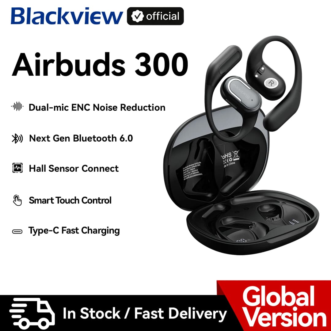سماعات رأس بلاك فيو Airbuds 300 داخل الأذن لاسلكية بشاشة لمس وسماعات رياضية بنقل هوائي للصوت وسماعات بلوتوث