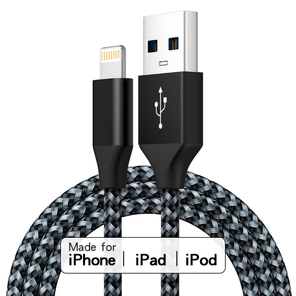 كابل LAIHONEN معتمد MFi 3 قطع 1 قطعة 10 قدم USB A إلى Lightning لآيفون 14 13 12 X XR كابل شحن سريع شاحن سلك بيانات