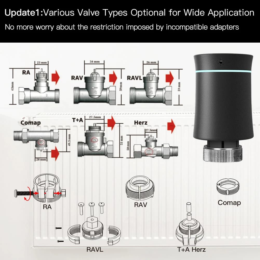 MOES Tuya ZigBee3.0 New Radiator Actuator Valve Smart Programmable Thermostat Temperature Heater TRV With Alexa Voice Control - 3