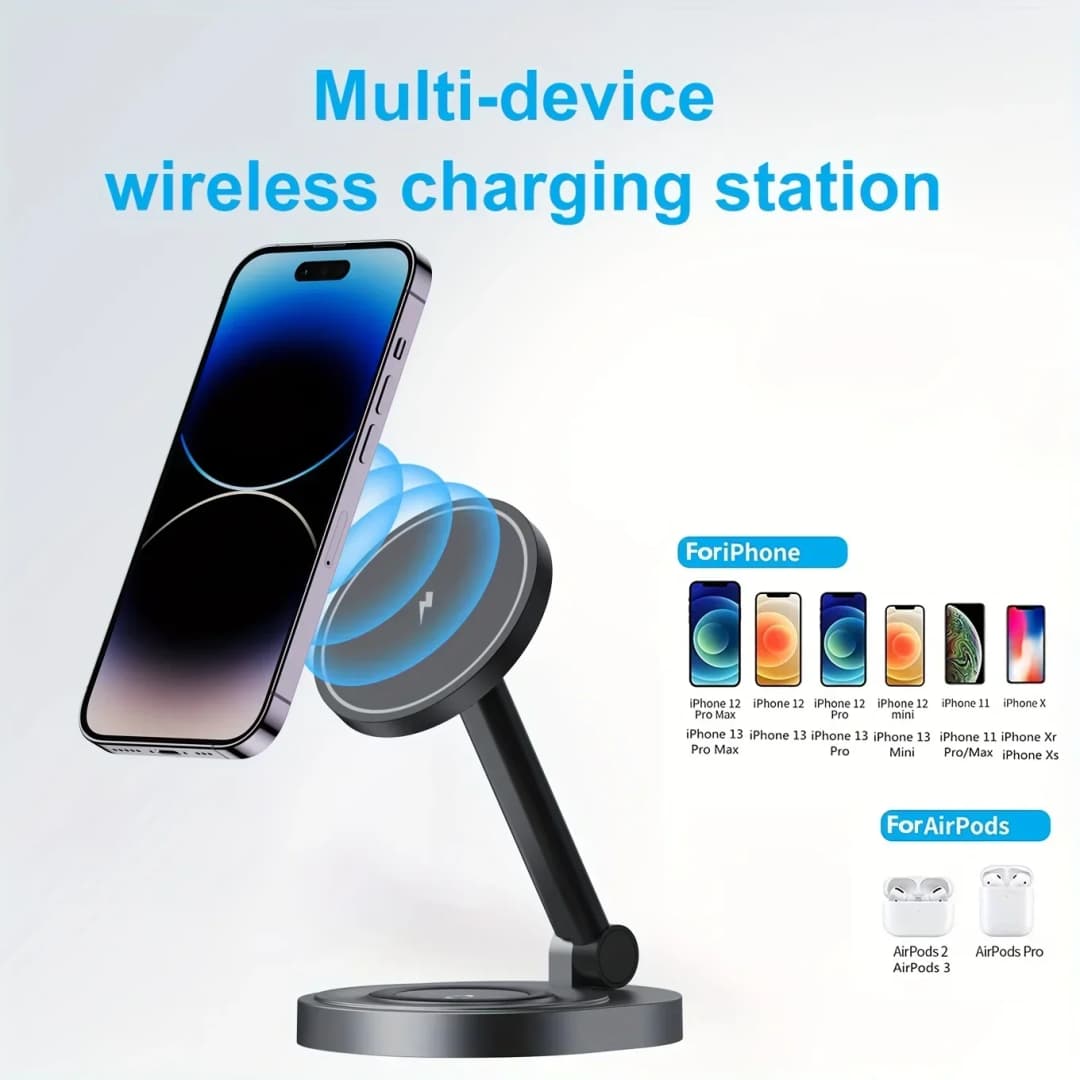3 في 1 حامل شاحن لاسلكي مغناطيسي لـ Magsafe iPhone 16 15 14 13 12 Pro Max Apple Watch Airpods محطة شحن سريعة - 6