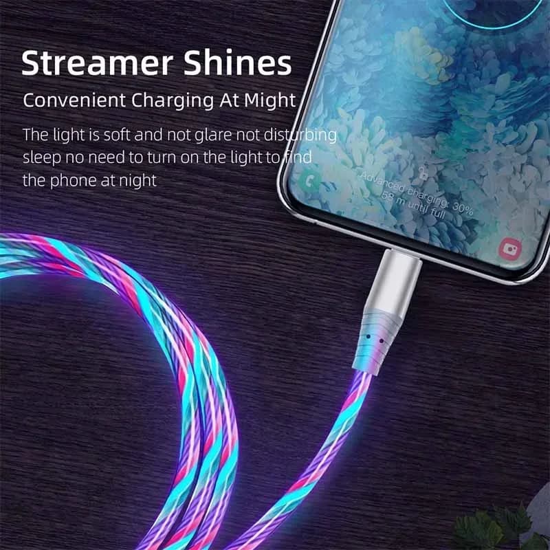 شحن سريع بيانات الحبل تدفق مضيئة USB نوع C كابل 5A كابل شحن سريع متوهجة كابل LED لسامسونج Xiaomi آيفون مايكرو - 5