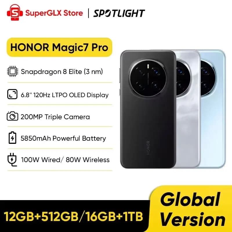 【RU Express】HONOR Magic7 Pro Global Version 5G Smartphone Magic 7 Pro Snapdragon 8 Elite 6.8'' 120Hz OLED Display 100W Charge