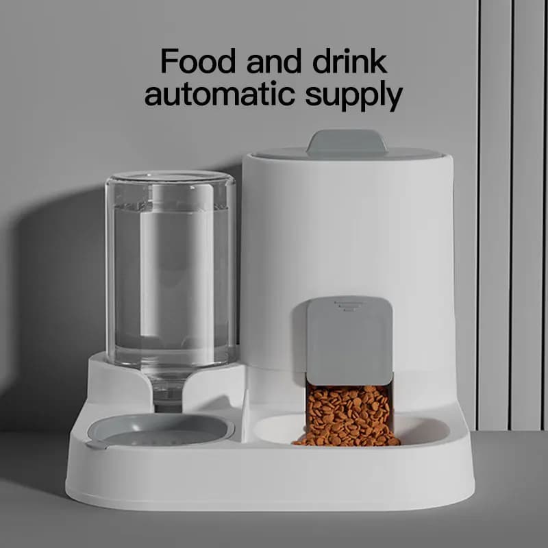 1-Pack Automatic Gravity-Fed Cat Water Dispenser & Feeder - Spill-Proof Large Capacity One-Piece Design, - 4