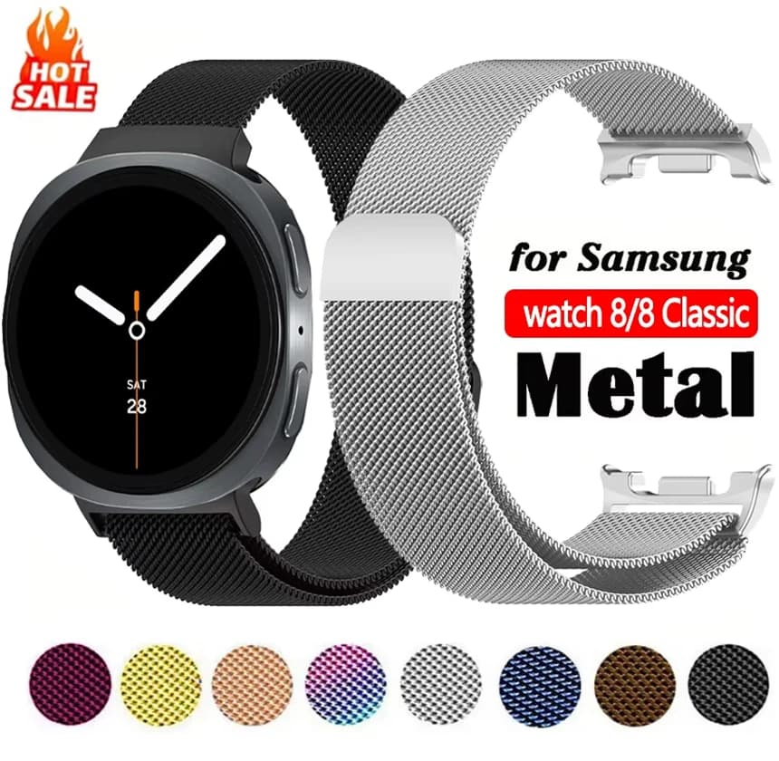 سوار حلقة ميلانيزي لساعة Samsung Galaxy Watch 8 و8 Classic، سوار معدني 44 مم و40 مم و46 مم، سوار لساعة Galaxy Watch Ultra 2025 47 مم - 2