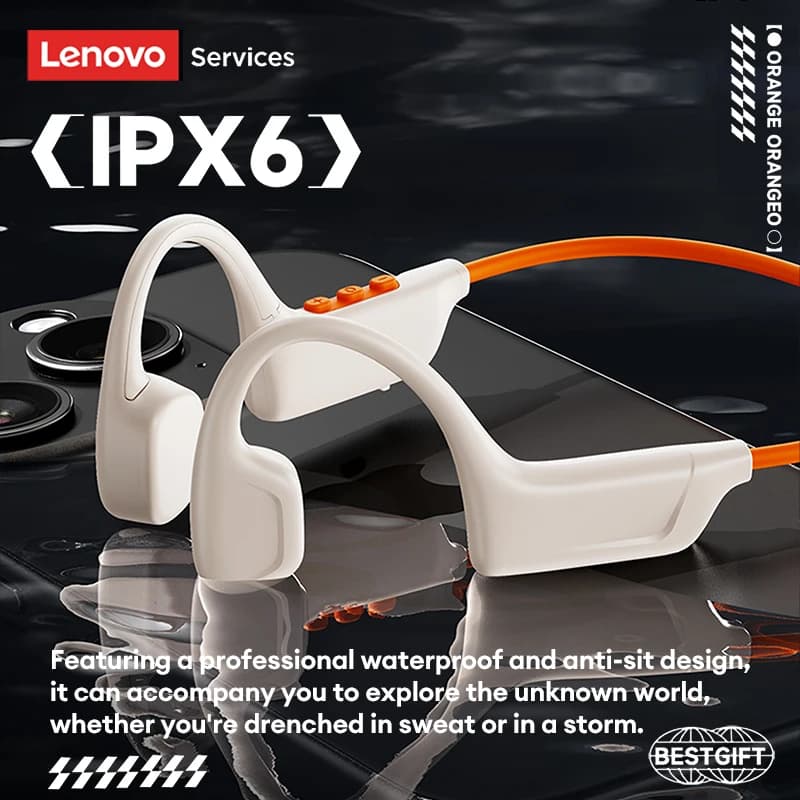 سماعات لينوفو S102 الأصلية بنقل العظام سماعات رأس بنقل الهواء V6.0 لاسلكية رياضية صوت HiFi سماعات سباحة مقاومة للماء