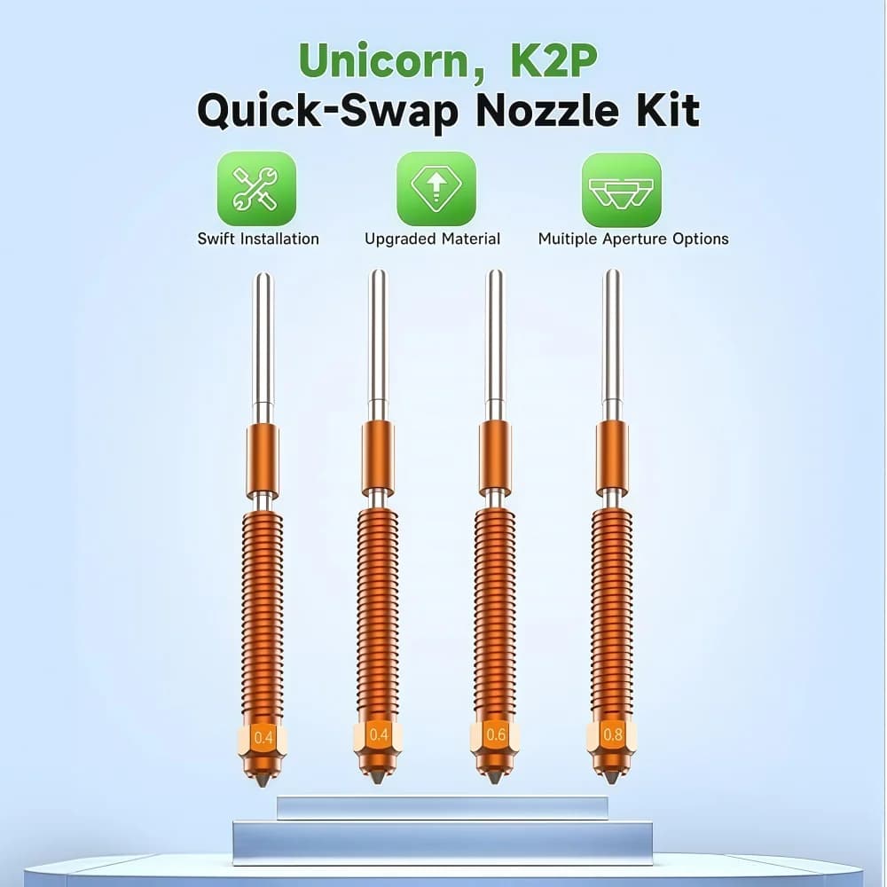 Creality Original K2 plus Nozzle Unicorn Quick-Swap Nozzles Kit Copper Alloy Hardened Steel  for K2 Pro/Creality Hi/K2 - 3