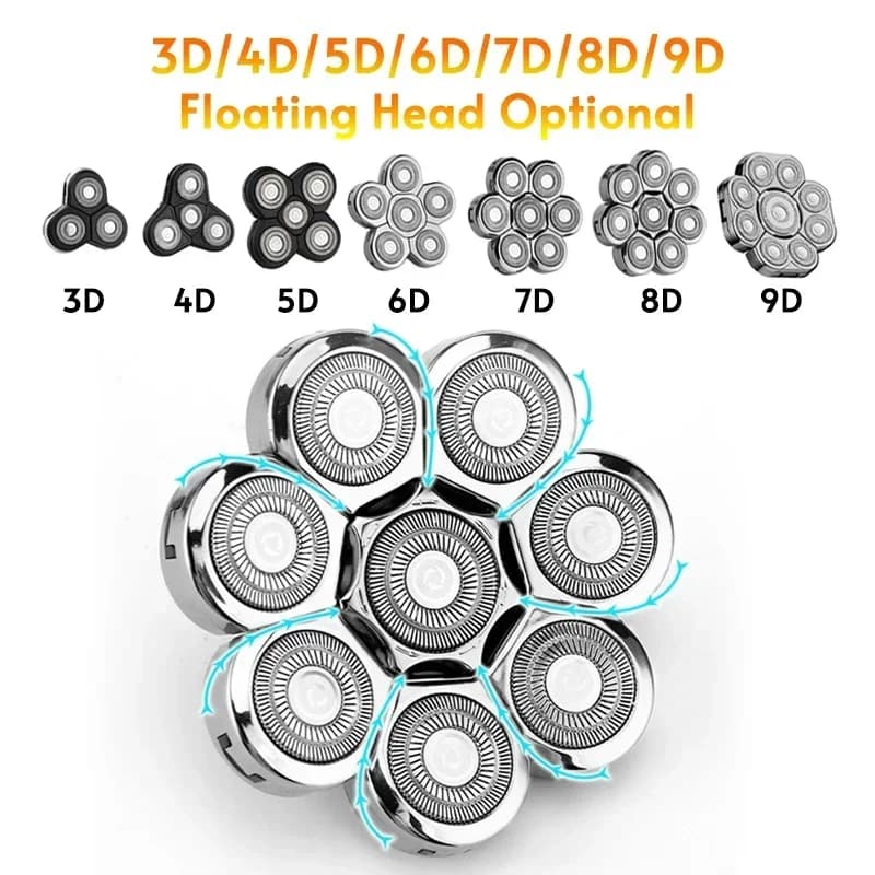 رأس حلاقة كهربائي قابل للاستبدال وأداة تشذيب الأنف مقص شعر رأس احتياطي 3D 4D 5D 6D 7D 8D 9D رأس شفرة عائمة للحية - 3