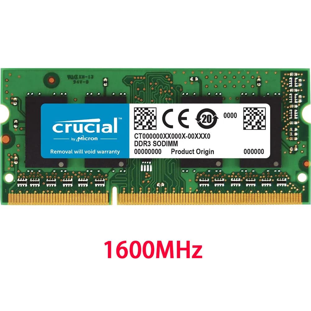 ذاكرة رام لابتوب كروشيال DDR3/DDR3L بسعة 8 جيجابايت، تردد 1600 ميجاهرتز/1866 ميجاهرتز، متوافقة مع إنتل وAMD، جهد 1.5V/1.35V - 5