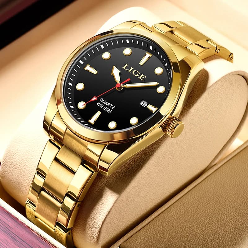 LIGE Fashion Gold Women Watches Stainless Steel Waterproof Quartz Watch Women Casual Sport Luminous Watch For Women Reloj Mujer - 6