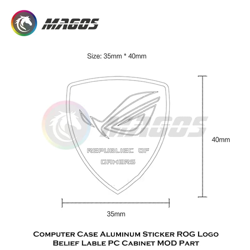ملصق شعار معدني ASUS ROG للاعبين لهاتف وحافظة الكمبيوتر أسود/أبيض - 2