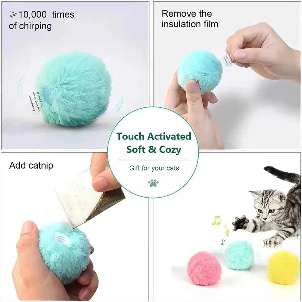 Smart Cat Toys Interactive Ball Plush Electric Catnip Training Toy Kitten Touch Sounding Pet Product Squeak Toy Ball Cat Supplie - 5
