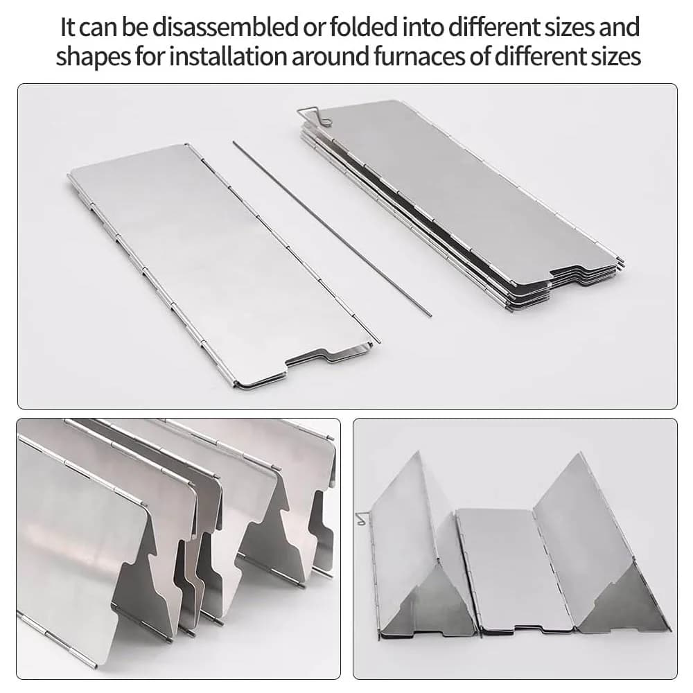 8 Plates Aluminum Windscreen Stove Windshield Wind Shield Outdoor Camping Equipmen Picnic Cooking Windproof Screen - 3