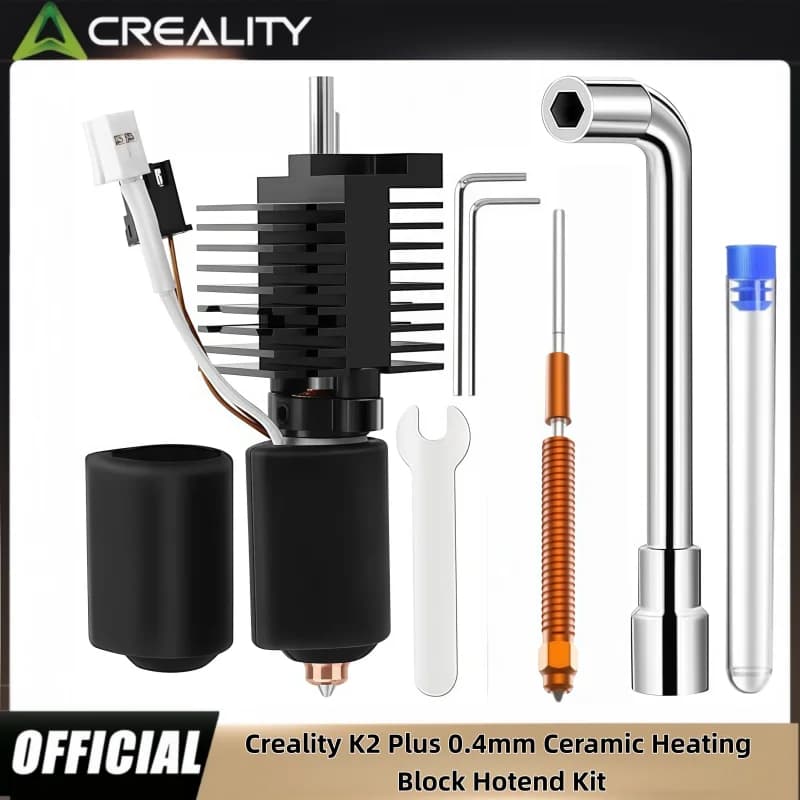 Oficial Creality K2 Plus Ceramic Heating Block Kit, with 0.4mm Quick Swap Nozzle,  Silicone Cover, Cleaning pin and  Allen Key