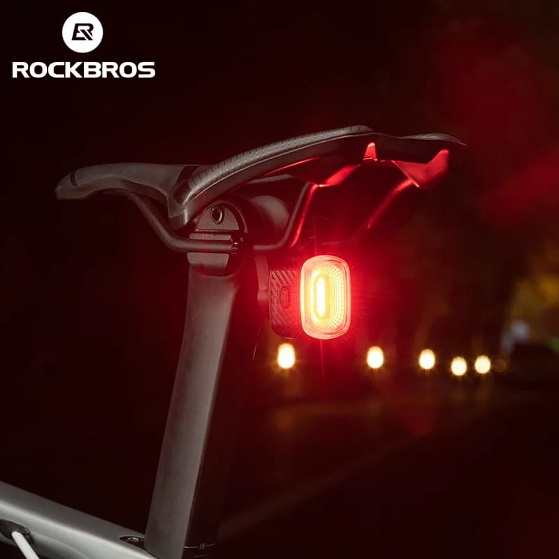 ضوء فرامل دراجة ذكي من ROCKBROS، ضوء خلفي IPx6، منفذ Type-C، ضوء خلفي تلقائي التوقف، ضوء تحذير LED للركوب، ضوء أمان للدراجات - 2