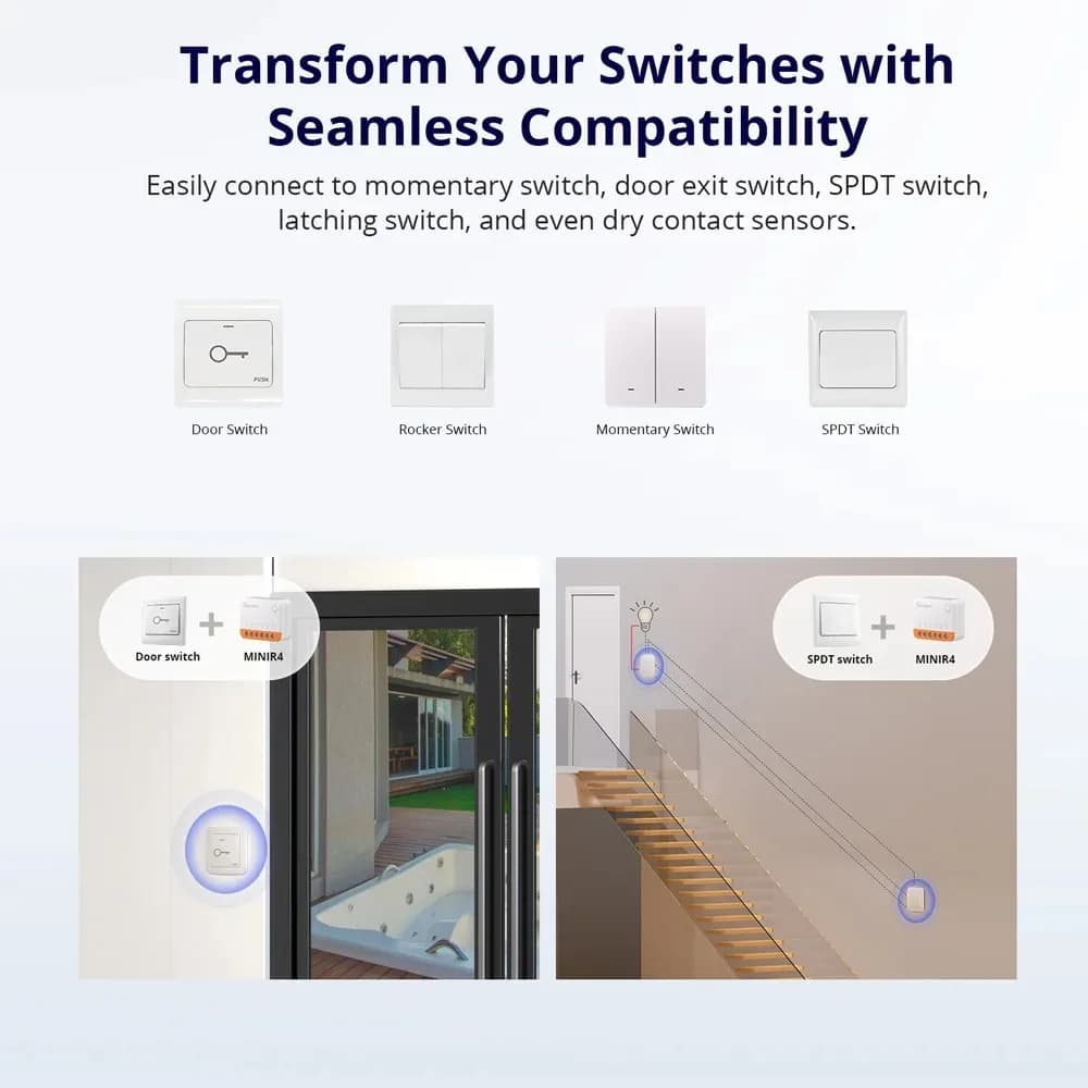 Sonoff Mini R4 Extreme Sonoff Minir4 Mini Sonoff R4 تحكم ثنائي الاتجاه منزل ذكي يعمل مع Alexa Google Home Yandex Alice - 4