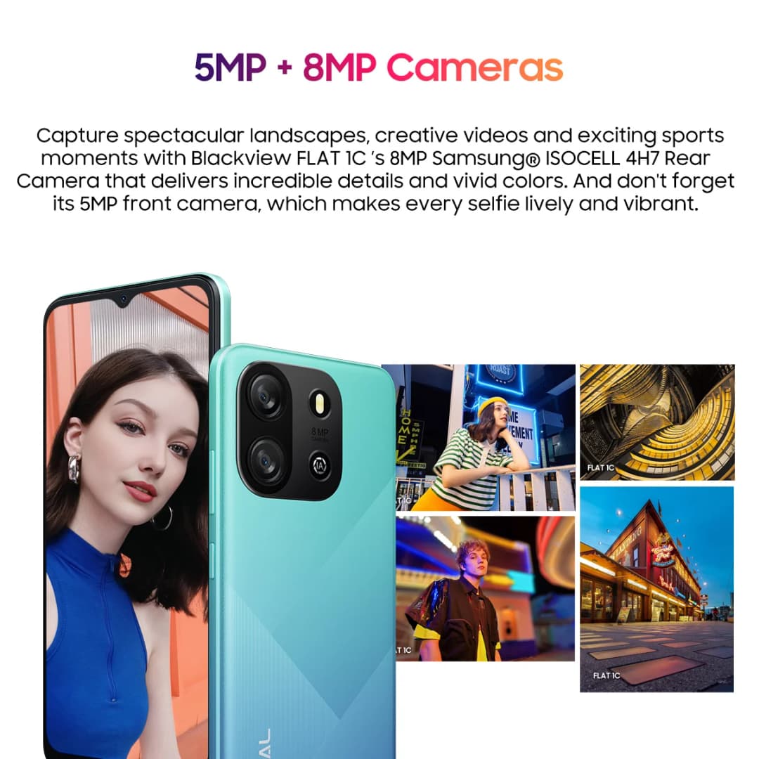 هاتف بلاك فيو OSCAL FLAT 1C بنظام أندرويد 13، 2GB 32GB هاتف ذكي رخيص 6.65 بوصة، بطارية 4700mAh، 4G - 6