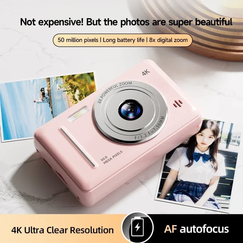 كاميرا رقمية بدقة 5000 واط بكسل، 4K HD، CCD كلاسيكية، محمولة، فلاش مزدوج، 50 مليون بكسل، تركيز تلقائي - 3