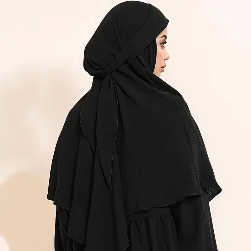 غطاء رأس مسلم طويل أنيق مع إغلاق برباط حجاب إسلامي للصلاة جاهز للارتداء عباية حجاب يومي - 5