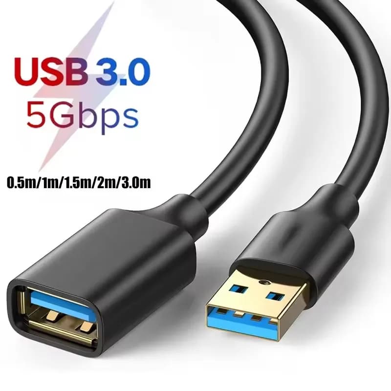 كابل تمديد USB 3.0 و2.0، سلك موسع عالي السرعة للتلفزيون الذكي، SSD، Xbox One، والكمبيوتر المحمول - أطوال 1 متر، 2 متر، 3 أمتار