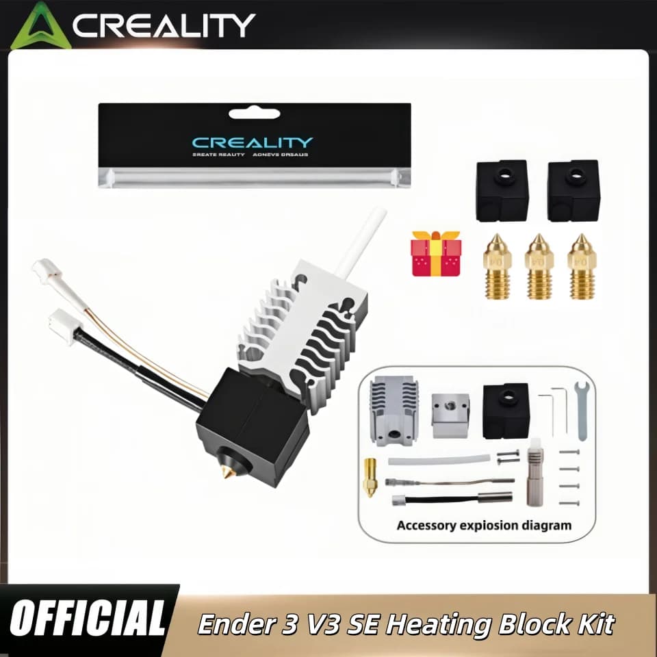 مجموعة طرف ساخن من كرياليتي Ender 3 V3 SE، وكتلة تسخين الطرف الساخن للمبثق/المشتت الحراري/الثرمستور/أنبوب التسخين، متوافقة مع Ender3 V3 SE
