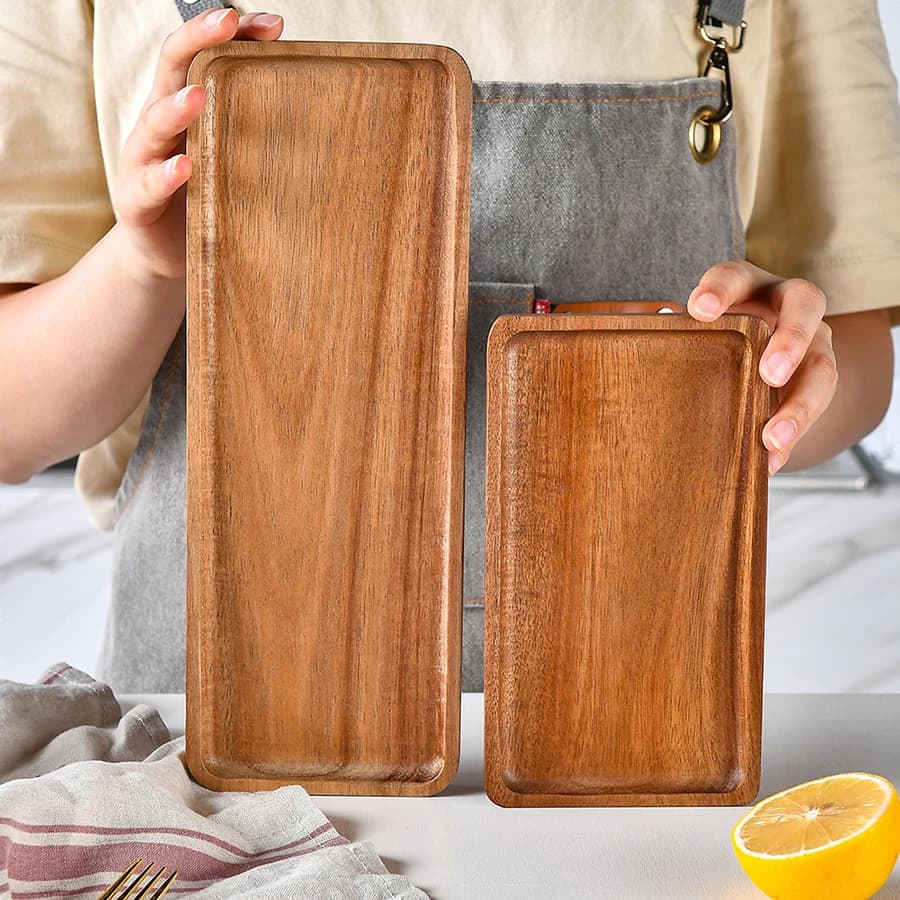 Modern minimalist wooden tray for dessert sushi drink kitchen restaurant coffee dessert shop serving tray jewelry storage plate - 4