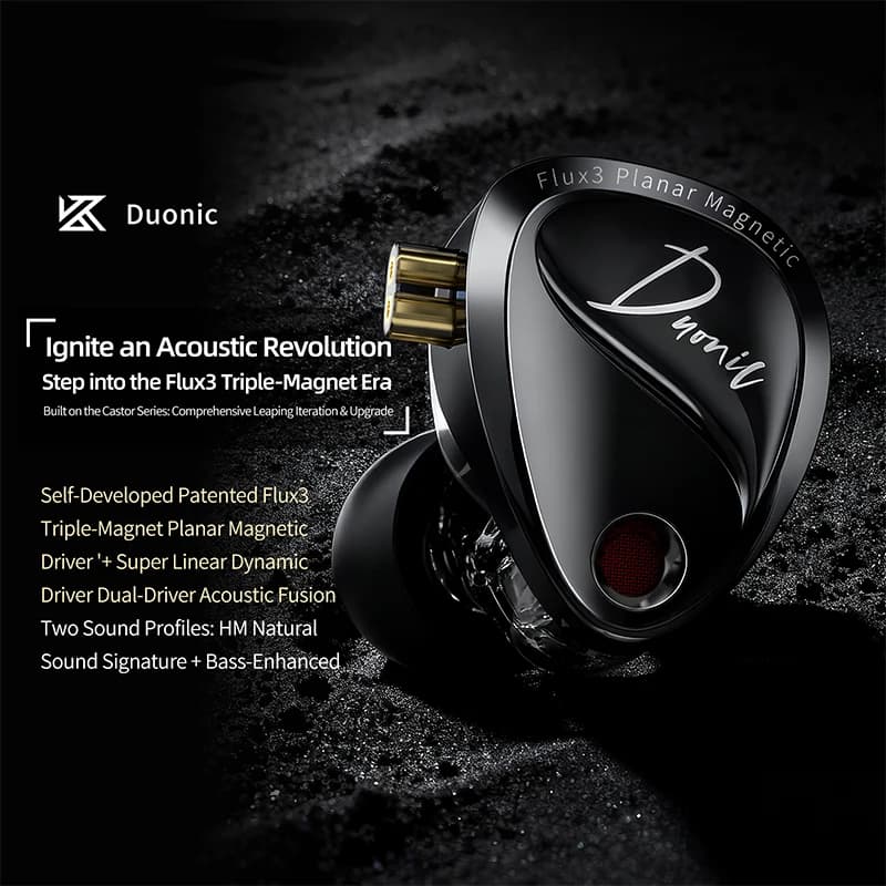 KZ Duonic هاي فاي IEMs درايفر مغناطيسي ثلاثي 4-ضبط سماعات سلكية مع ميكروفون مزدوج عالي الدقة ل Castor Pro - 6