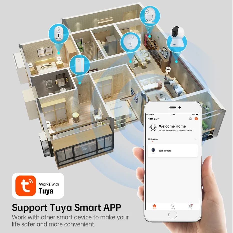 كاميرا KERUI صغيرة الحجم داخلية لاسلكية بدقة 5 ميجابكسل، Tuya الذكية بتقنية WiFi IP، أمان منزلي، مراقبة CCTV مع تتبع تلقائي، متوافقة مع Onvif - 4