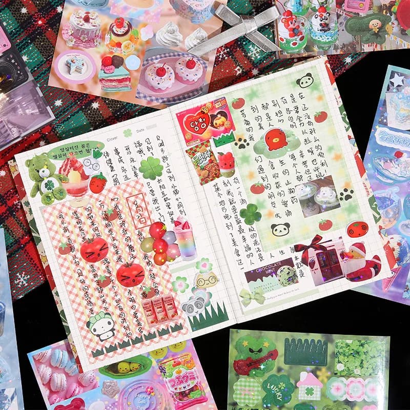 50piece/book Cute Japanese Y2K Cut Film Sticker Girl Journal Phone Case DIY Scrapbook Sticker Kawaii Decoration Sticker Gift - 4