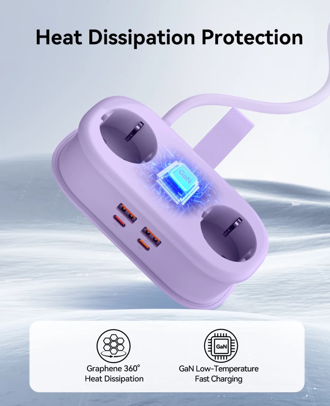 شريط طاقة ORICO قابل للطي محمول للسفر محطة شحن سريعة 65W GaN مع 2 منافذ AC و2 USB و2 Type-C محول قابس EU للمنزل - 6